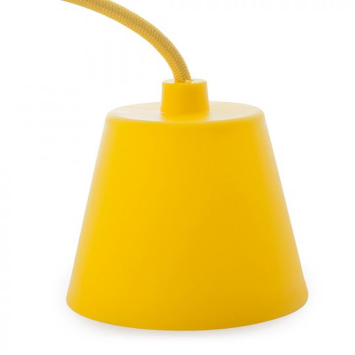 Douille E27 avec Câble Tissu et Rosace - Support de Lampe Jaune Douille E27 avec Câble Tissu et Rosace - Support de Lampe Jaune