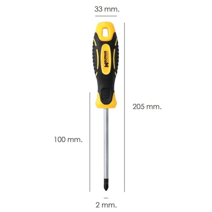 WOLFPACK LINEA PROFESIONAL Tournevis bimatériau Phillips n° 2, 100 mm WOLFPACK LINEA PROFESIONAL Tournevis bimatériau Phillips n° 2, 100 mm