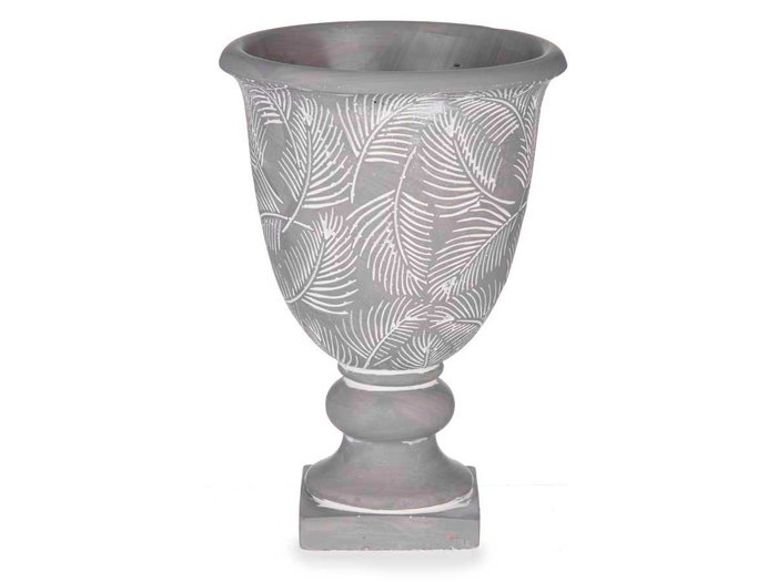 Ibergarden Copa Ciment Gris Grand avec Motif Feuilles 17,5x25 cm (Set de 6)