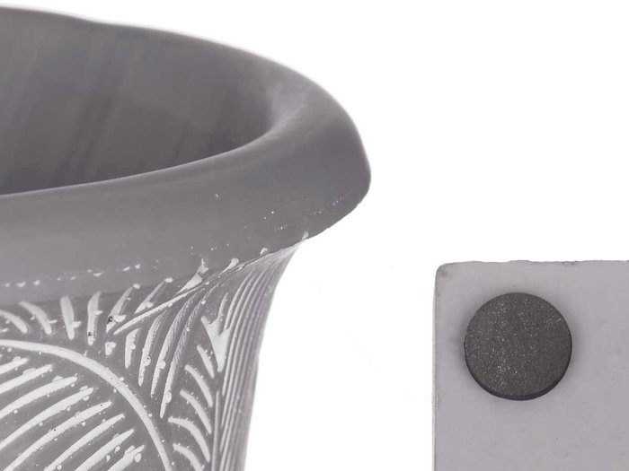 Ibergarden Copa Ciment Gris Grand avec Motif Feuilles 17,5x25 cm (Set de 6)