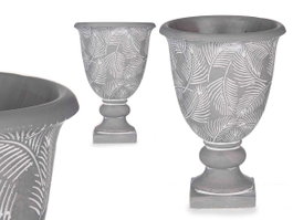 Ibergarden Copa Ciment Gris Grand avec Motif Feuilles 17,5x25 cm (Set de 6)