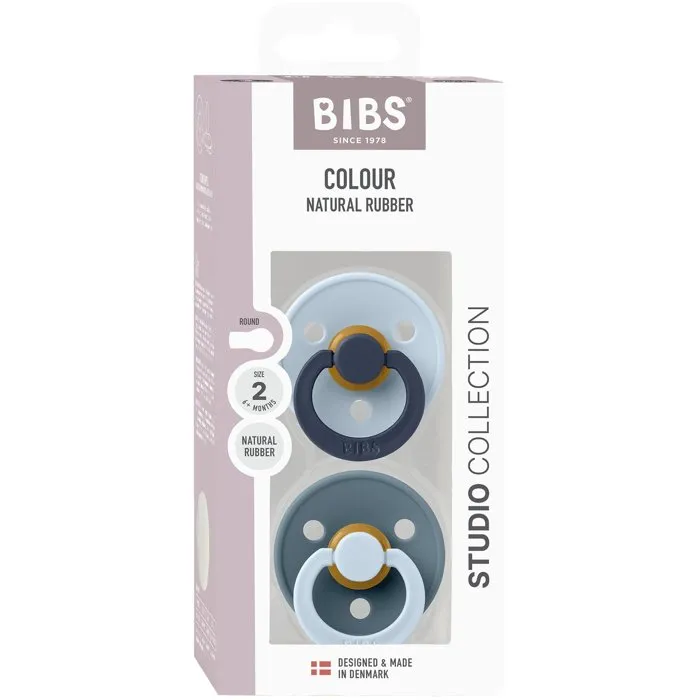 Bibs Sucette Studio Colour Ronde T2 Blue Mix Petrol - Pack de 2 Bibs Sucette Studio Colour Ronde T2 Blue Mix Petrol - Pack de 2