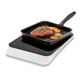 Medion MD18490 - Plaque de cuisson à induction posable 1 feu 2000 W, 8 programmes (60-240°C), dimensions 29 x 38.5 x 6.3 cm, design blanc et noir