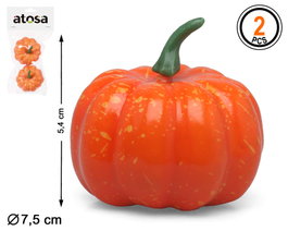 Atosa Pack de 2 Citrouilles Décoratives Oranges 5,4x7,5 cm