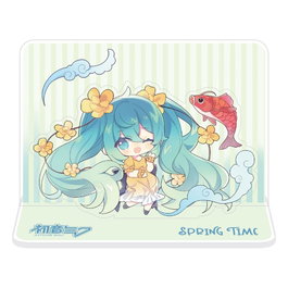 POPbuddies Hatsune Miku Présentoir à figurine en acrylique Spring Time Chibi Miku with Koi 11 cm