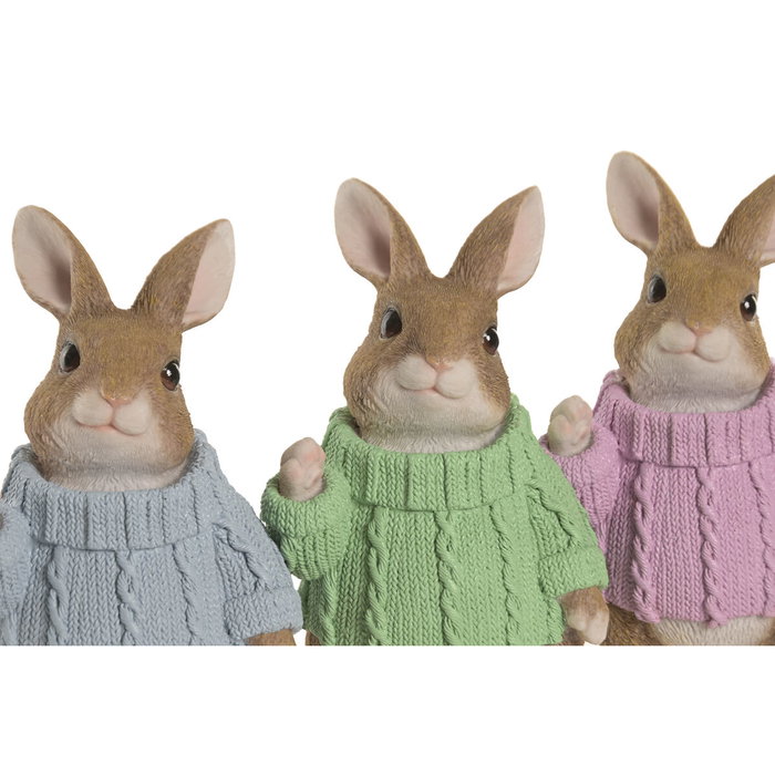 Home ESPRIT Figurine Décorative Lapin Shabby Chic Multicouleur (3 Unités)