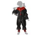 Déguisement Adulte Homme Clown Diabolique Noir avec Accents Rouge Sang - Thème Halloween - Taille XS-S - Composition Polyester - Fermeture Éclair