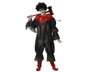 Déguisement Adulte Homme Clown Diabolique Noir avec Accents Rouge Sang - Thème Halloween - Taille XS-S - Composition Polyester - Fermeture Éclair