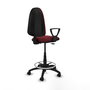 Tabouret Aýna taburete Contact permament de base Cuir écologique Bordeaux Structure polyamide noire Accoudoirs fixes Sans appui-tête Roulettes en nylon 50 mm
