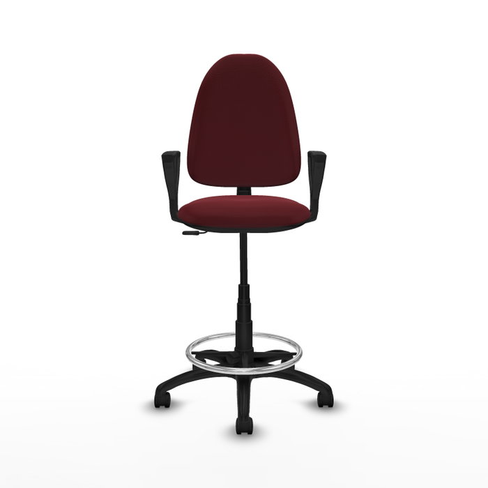Tabouret Aýna taburete Contact permament de base Cuir écologique Bordeaux Structure polyamide noire Accoudoirs fixes Sans appui-tête Roulettes en nylon 50 mm Tabouret Aýna taburete Contact permament de base Cuir écologique Bordeaux Structure polyamide noire Accoudoirs fixes Sans appui-tête Roulettes en nylon 50 mm