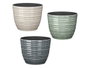 Ibergarden Maceta Rayas 30 cm Lot de 3 Couleurs Antracite Gris Vert Plastique PP (Set de 12)