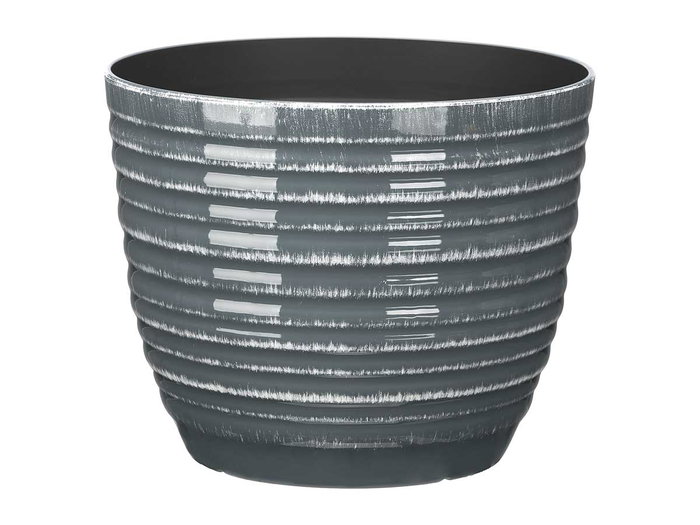 Ibergarden Maceta Rayas 30 cm Lot de 3 Couleurs Antracite Gris Vert Plastique PP (Set de 12)
