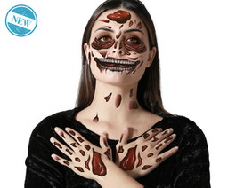 Tatouages effet chair déchirée et bouche macabre
