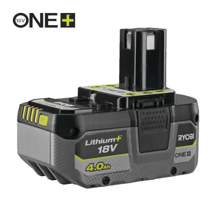 Ryobi RB1840X Batterie Lithium+ ONE+ 18V 4,0 Ah compacte - Compatible 200 outils, Technologie IntelliCell et indicateur LED
