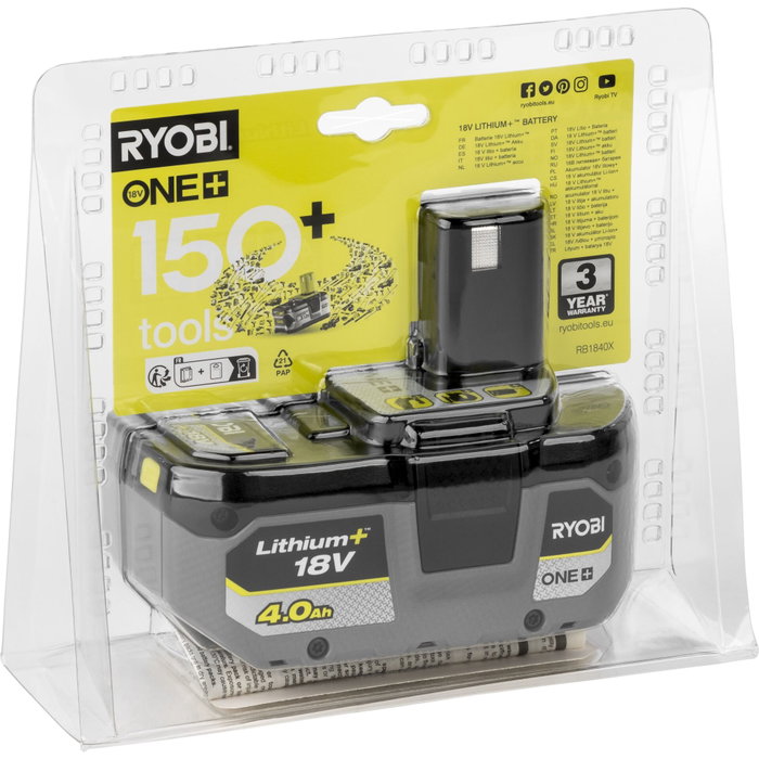 Ryobi Batterie Lithium+ 18V ONE+ 4,0 Ah compacte RB1840X