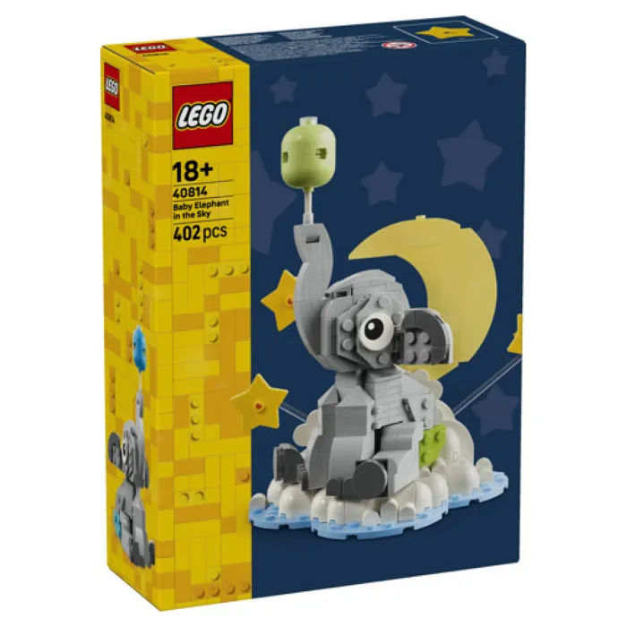 Lego 40814 - Figurine à construire bébé éléphant sur nuage, tête tournante, déco exposition, collection LEGO Icons