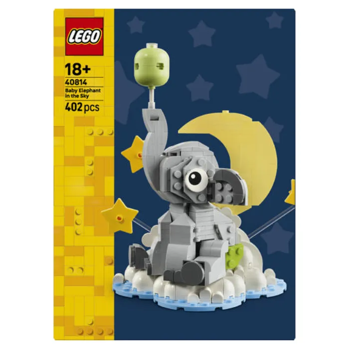Lego 40814 - Figurine à construire bébé éléphant sur nuage, tête tournante, déco exposition, collection LEGO Icons