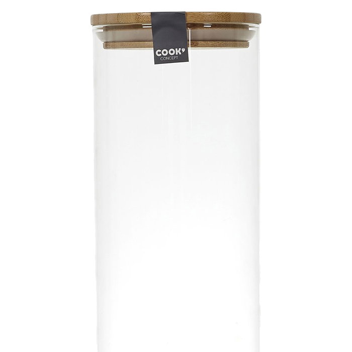 Cook Concept Bocal en verre borosilicaté de 2 L avec couvercle en bambou Cook Concept Bocal en verre borosilicaté de 2 L avec couvercle en bambou