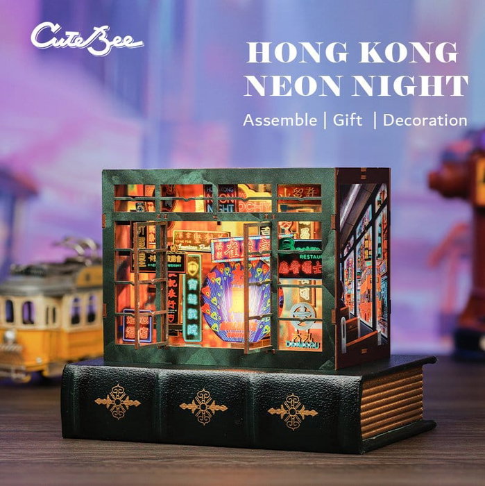 Maquette Book Nook Hong Kong Neon Light 13 x 17 cm