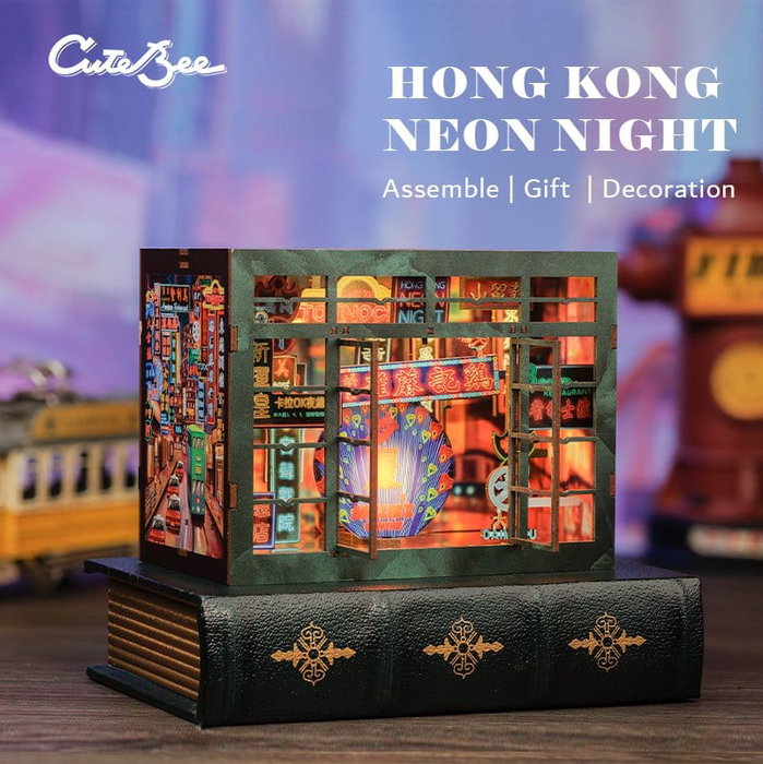 Maquette Book Nook Hong Kong Neon Light 13 x 17 cm