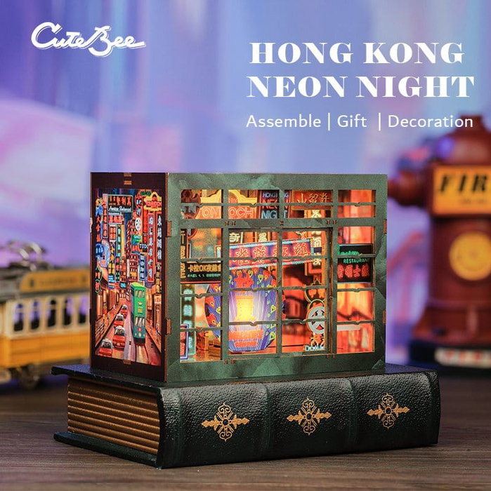 Maquette Book Nook Hong Kong Neon Light 13 x 17 cm
