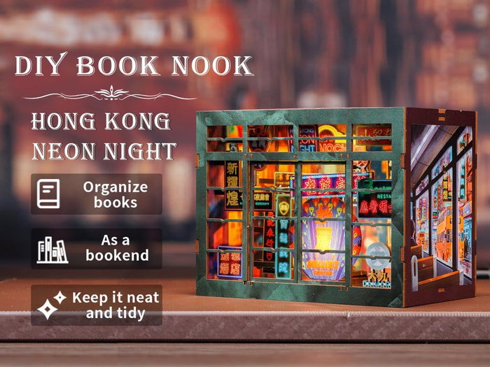 Maquette Book Nook Hong Kong Neon Light 13 x 17 cm