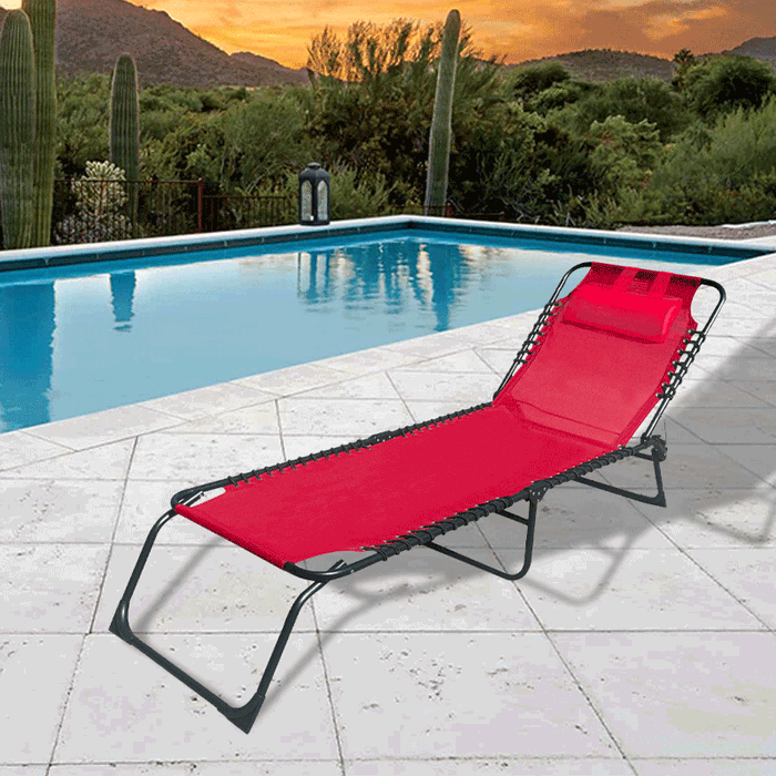 Marbueno Tumbona Plegable Acier avec Coussin Jardin Piscine 190x58x27 cm Rouge 10000