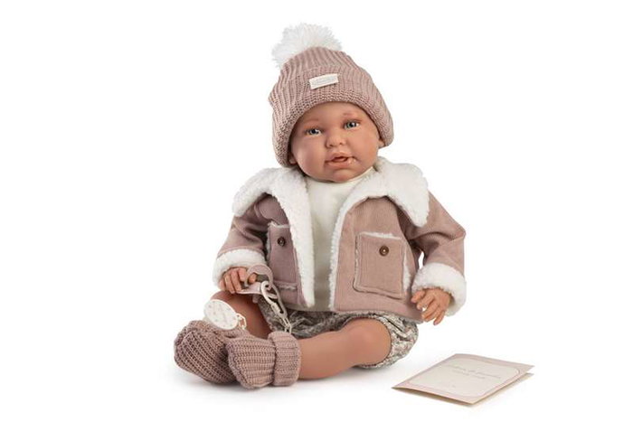 Antonio Juan Poupée Reborn 'Mi Primer Reborn Daniela' avec chaquette mouton, 52 cm - Version multilingue (espagnol, français, allemand, italien, russe, arabe...)