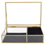 Home Deco Factory Joyero en verre et velours noir et or
