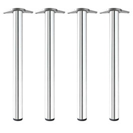 HERRAJES ALK Jeu de 4 pieds de table Neiva, Acier, Chrome, 71 cm
