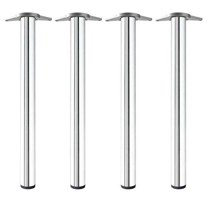 HERRAJES ALK - Jeu de 4 pates de table en acier chromé, modèle Neiva, hauteur 71 cm, diamètre 60 mm HERRAJES ALK - Jeu de 4 pates de table en acier chromé, modèle Neiva, hauteur 71 cm, diamètre 60 mm