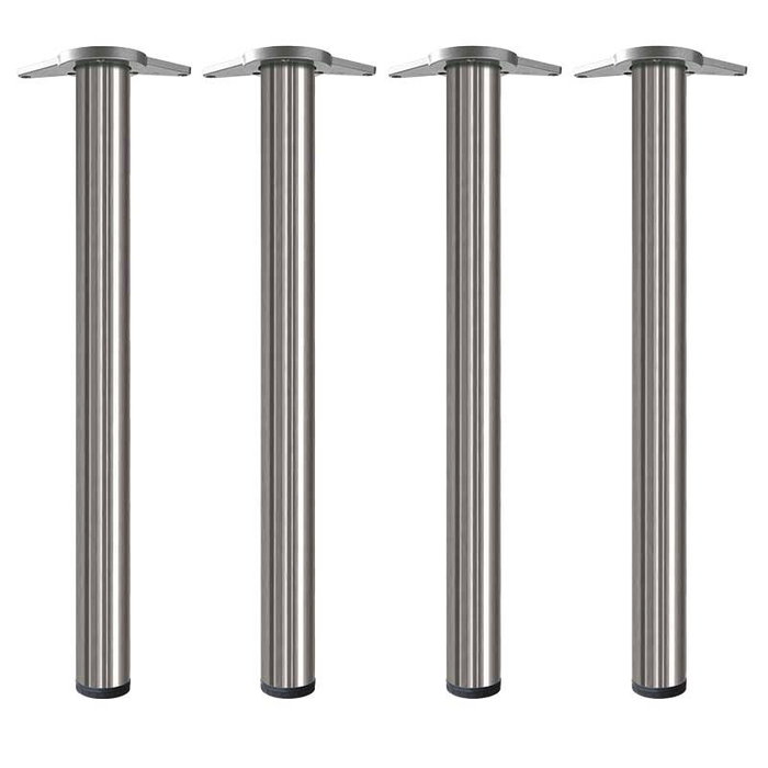 HERRAJES ALK - Jeu de 4 pates de table en acier chromé, modèle Neiva, hauteur 71 cm, diamètre 60 mm HERRAJES ALK - Jeu de 4 pates de table en acier chromé, modèle Neiva, hauteur 71 cm, diamètre 60 mm