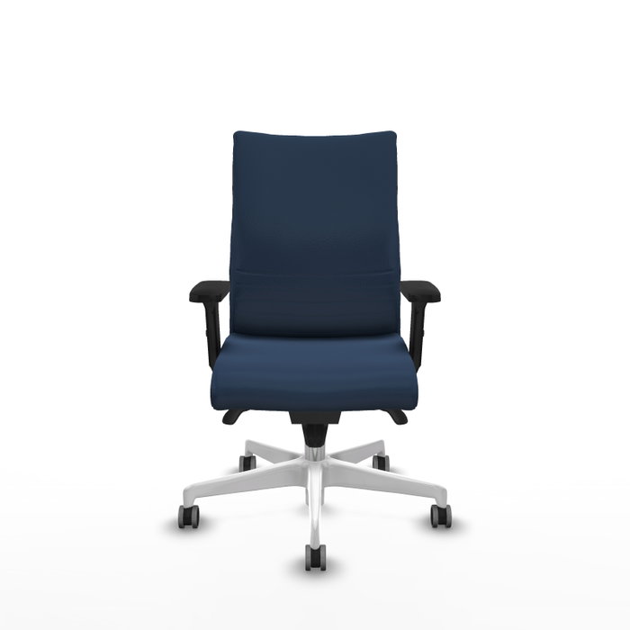 Piqueras Y Crespo Albacete Confidente - Chaise de bureau bleu marine avec mécanisme Synchro et base blanche