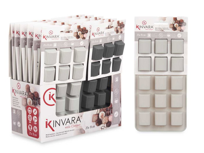 Kinvara Moule en Silicone 15 Bonbons Assortis 21x1,5x11 cm Gris (Set de 24)