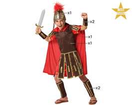 Déguisement Légionnaire Romain Enfant Soldat Taille 5-6 Ans - Costume Historique Complet avec Casque, Tunique et Capes