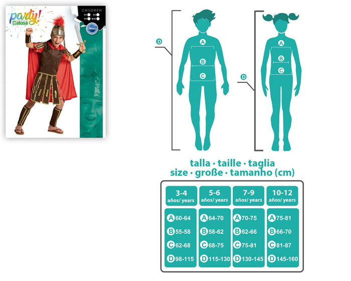 Déguisement Légionnaire Romain Enfant Soldat Taille 5-6 Ans - Costume Historique Complet avec Casque, Tunique et Capes