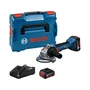 Bosch Professional Meuleuse d'angle sans fil 125 mm GWS 18V-8 (réf. 06019N9002) avec 2 batteries 18V 4.0Ah, chargeur et coffret L-Boxx