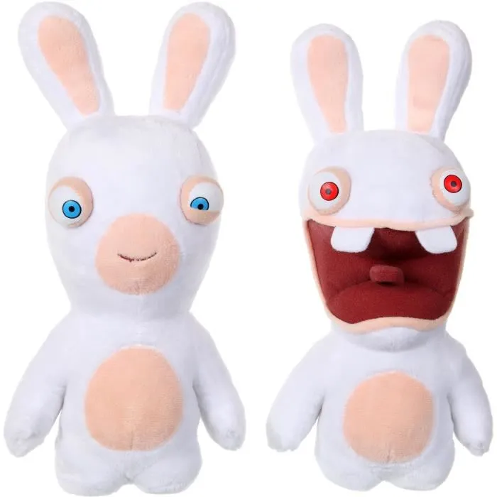Gipsy Toys - Peluche sonore Lapins Crétins 28 cm - Blanc - Émet le son "Bwaaaaaaah" au ventre - Fonctionne avec piles LR44 incluses