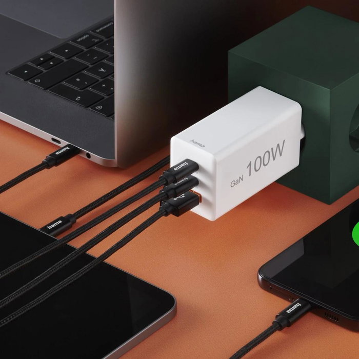 Hama Chargeur sans fil USB-C USB-A 100W Blanc Hama Chargeur sans fil USB-C USB-A 100W Blanc