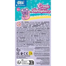 Clementoni - Crée tes fluos - Summer Friends - Coffret créatif pour assembler et personnaliser 2 surligneurs