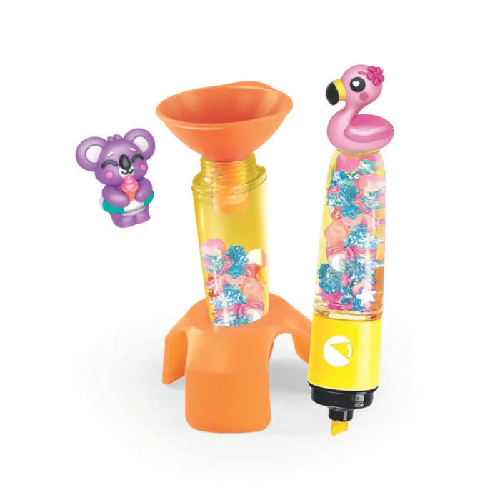 Clementoni - Crée tes fluos - Summer Friends - Coffret créatif pour assembler et personnaliser 2 surligneurs