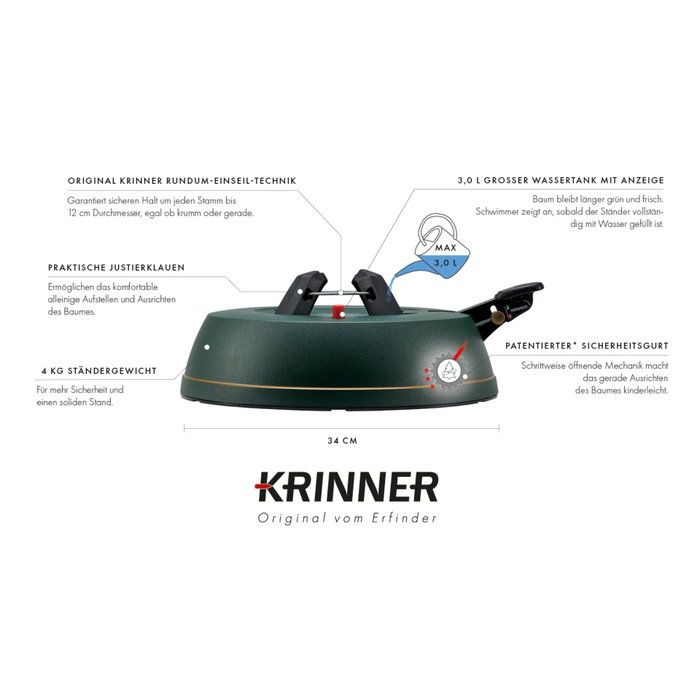 Krinner Comfort Grip+ S Support de sapin de Noël 2,3 m / 11 cm / 3 L