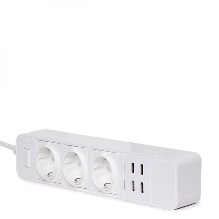 Prise Multiple WiFi 3 Prises Schuko et 4 Ports USB Compatible Amazon Alexa et Google Home