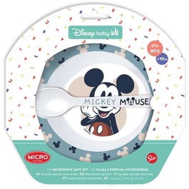 Service de Vaisselle Stor MICROWAVE MEAL SET BOWL + MICKEY SPOON Bleu Plastique (2 Pièces)