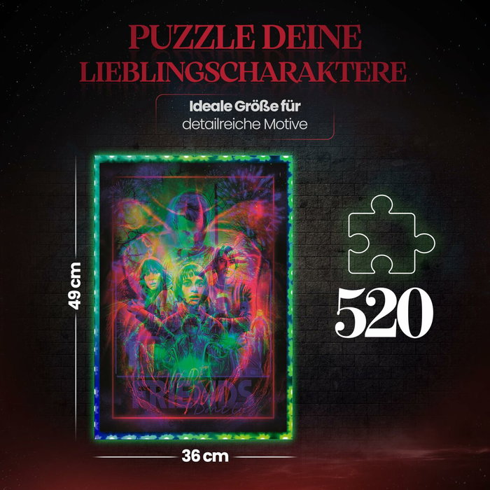Clementoni Puzzle Stranger Things Le Monde à l'Envers avec Cadre Lumineux LED - 520 pièces