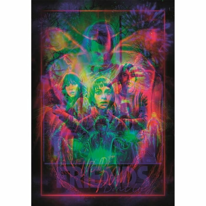 Clementoni Puzzle Stranger Things Le Monde à l'Envers avec Cadre Lumineux LED - 520 pièces