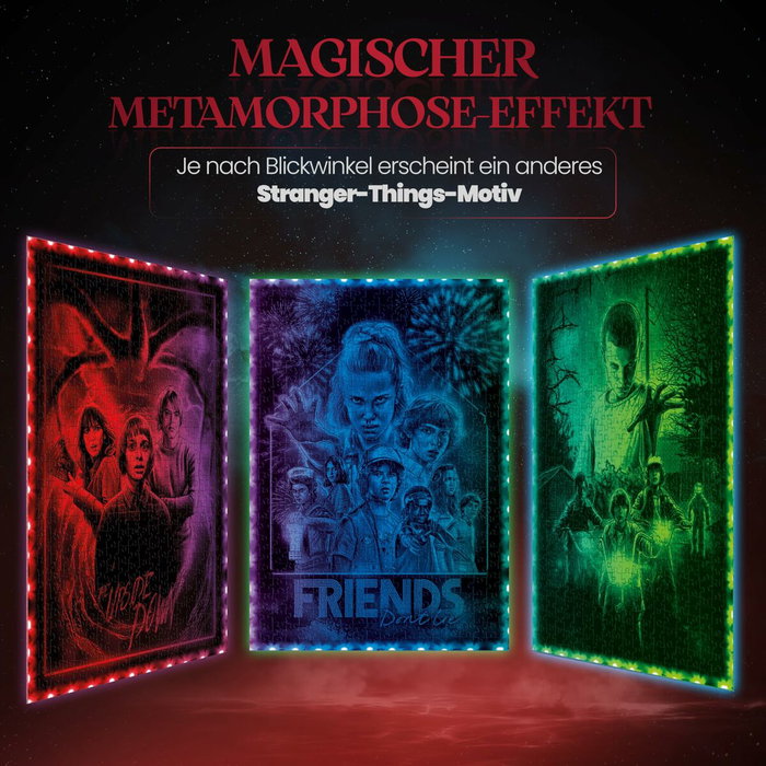 Clementoni Puzzle Stranger Things Le Monde à l'Envers avec Cadre Lumineux LED - 520 pièces