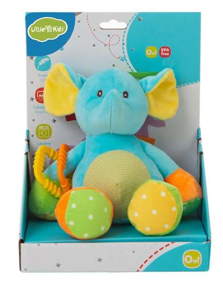 BigBuy Fun Peluche Éléphant Turquoise Activity 26 cm
