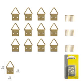 MAURER Lot de 12 attaches pour tableaux avec anneau Nº2 en laiton