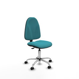 PIQUERAS Y CRESPO Chaise de bureau Algarra, tissu turquoise, base chromée